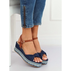 Sandales à talon compensé bleu marine B165 Navy 2 Sandales à talon compensé bleu marine B165 Navy 2