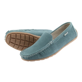 American Club Mocassins femme, cuir bleu denim 5