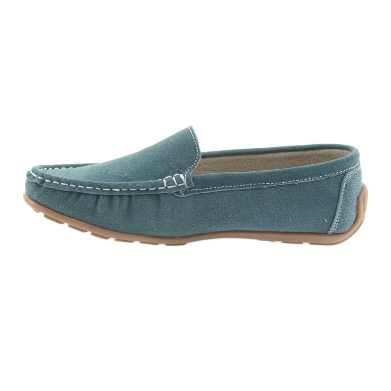 American Club Mocassins femme, cuir bleu denim 2
