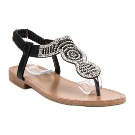 SHELOVET Sandales japonaises à enfiler le noir 1