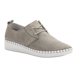Chaussures en cuir ajouré gris 1