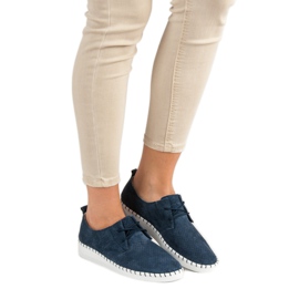 Chaussures en cuir ajouré bleu 1