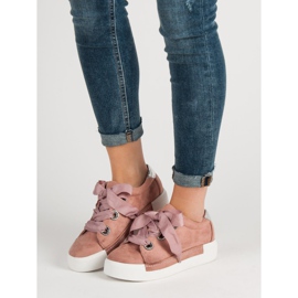 Belle Women Chaussures de sport en daim rose 1