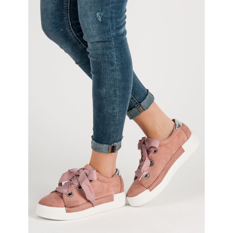 Belle Women Chaussures de sport en daim rose 2