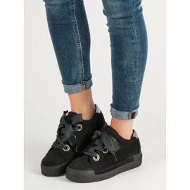 Belle Women Chaussures de sport en daim le noir 2 Belle Women Chaussures de sport en daim le noir 2