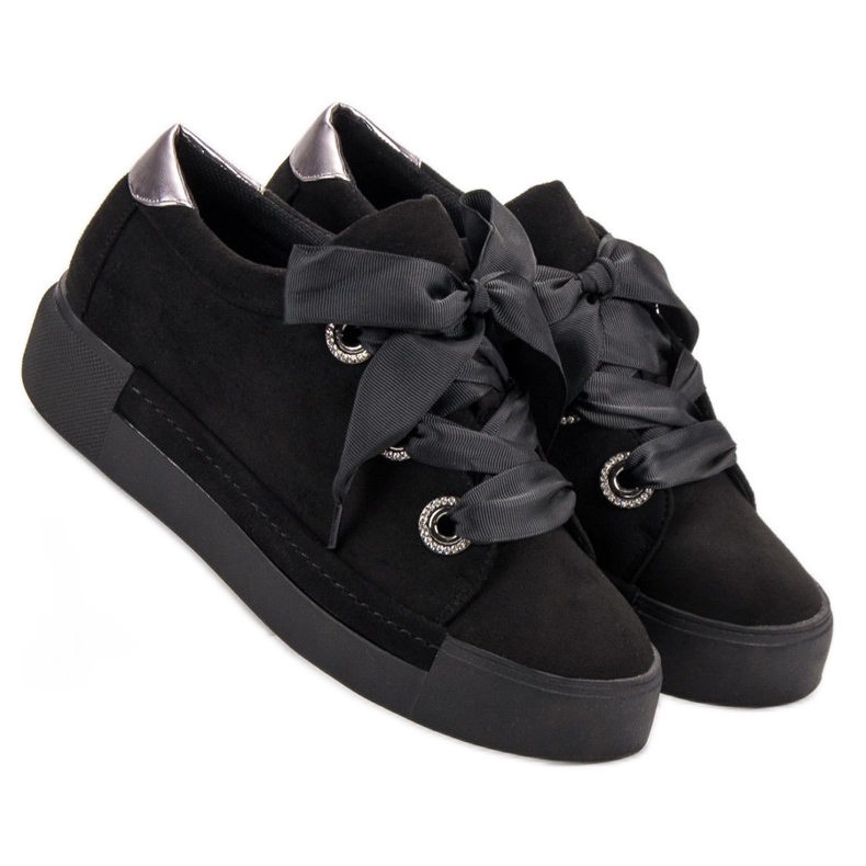 Belle Women Chaussures de sport en daim noir 1