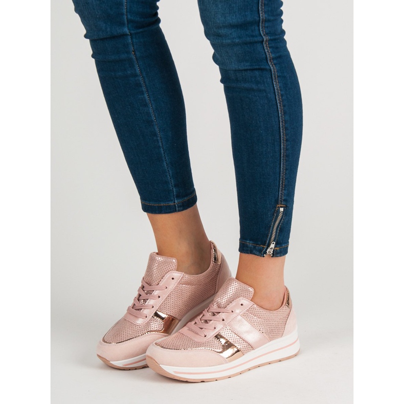 SHELOVET Chaussures de sport à lacets rose 1