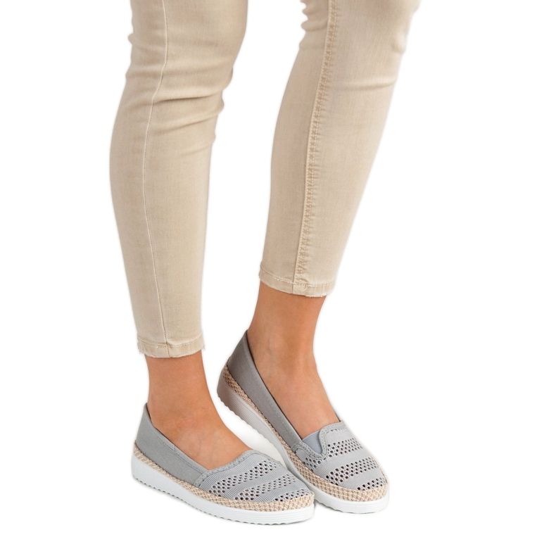SHELOVET Espadrilles textiles gris 1