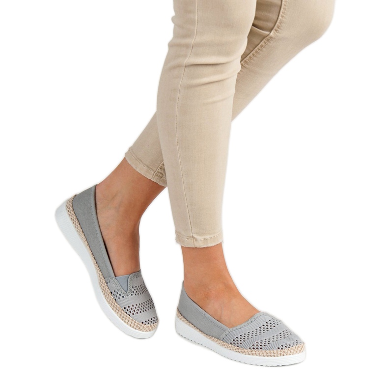 SHELOVET Espadrilles textiles gris 2