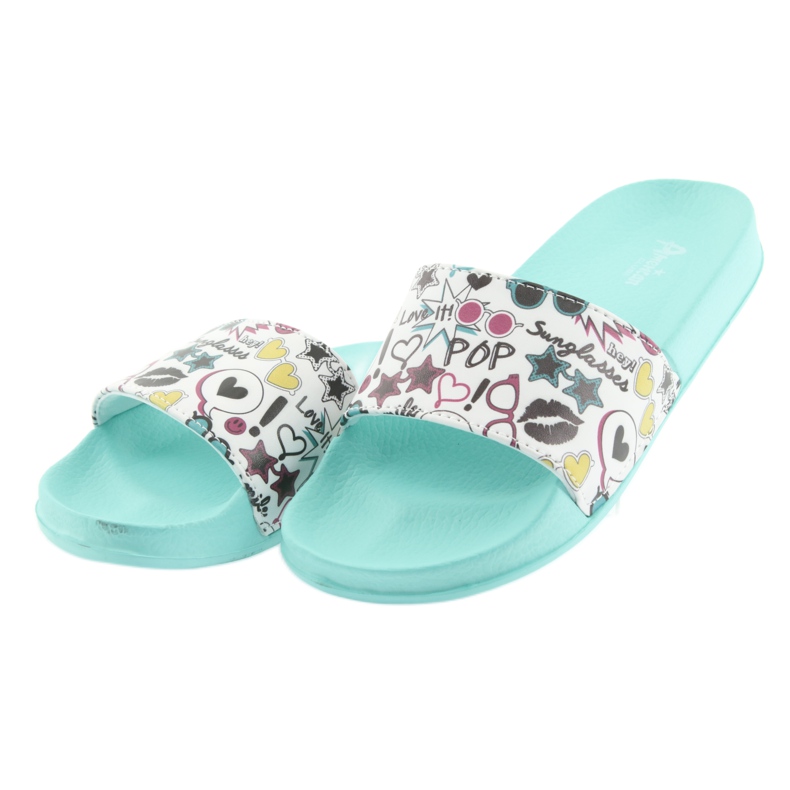 Pantoufles American Club à profil vert Lunettes de soleil blanc noir rose 3