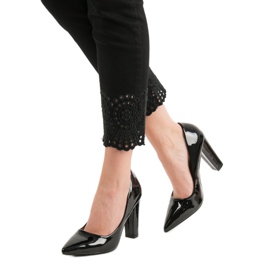 SHELOVET Escarpins laqués le noir 2