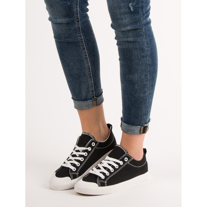 SHELOVET Baskets basses noires 2