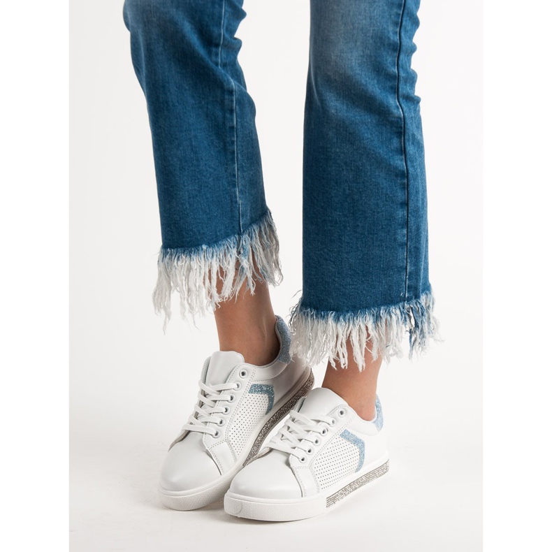 Ideal Shoes Chaussures de sport avec zircone cubique blanc 1