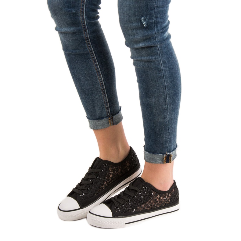 SHELOVET Baskets en dentelle le noir 1