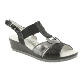 Filippo Sandales compensées en cuir confortables noir gris 1