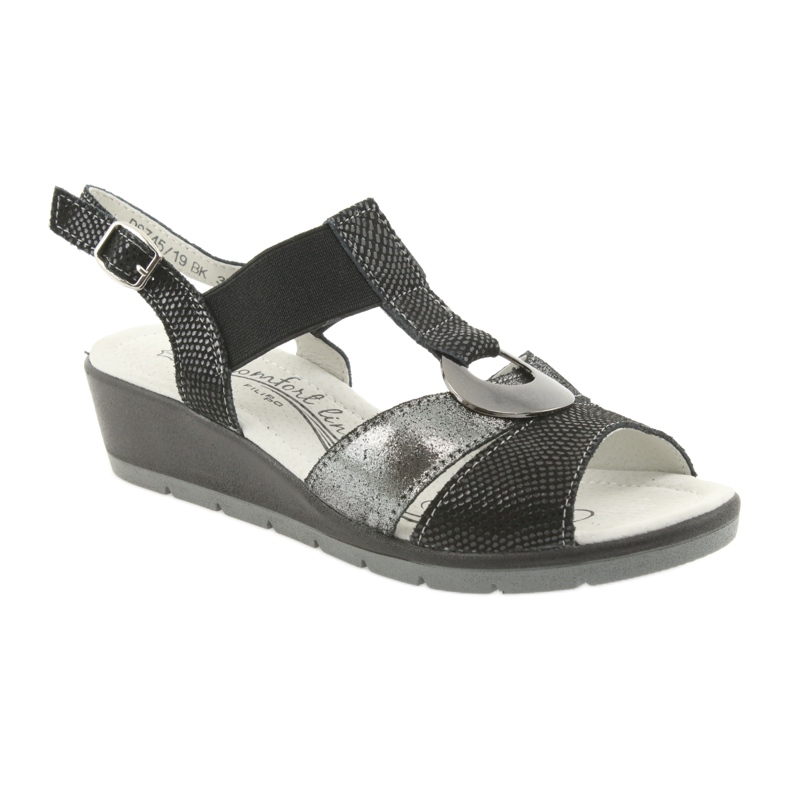 Filippo Sandales compensées en cuir confortables le noir gris 1