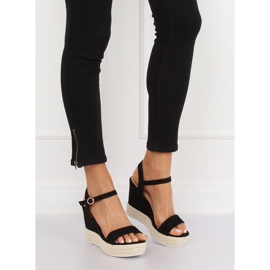 Sandales noires sur talon compensé JS-2952 Noir le noir 1