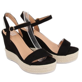 Sandales noires sur talon compensé JS-2952 Noir le noir 2