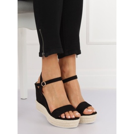 Sandales noires sur talon compensé JS-2952 Noir le noir 3