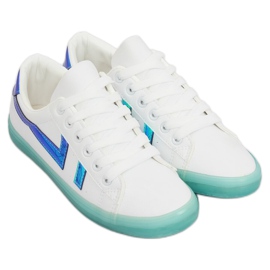 Baskets femme blanches et vertes B0-08 WHITE / L.GREEN 1