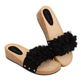 Noir S63 Chaussons noirs à fleurs le noir 1