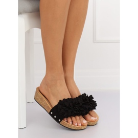 Noir S63 Chaussons noirs à fleurs le noir 2