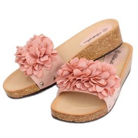 Rose S63 Chaussons roses à fleurs 1 Rose S63 Chaussons roses à fleurs 1