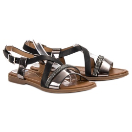 Small Swan Sandales à cristaux noir 1