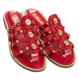 Renda Pantoufles Avec Strass rouge 1