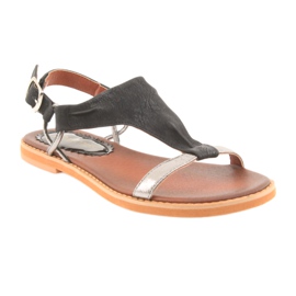M.Daszyński Sandales talon plat Daszyński argent-noir le noir gris 1