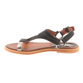 M.Daszyński Sandales talon plat Daszyński argent-noir gris 2