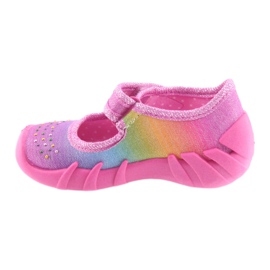 Chaussons enfants arc-en-ciel Befado 109P183 rose avec zircons 2