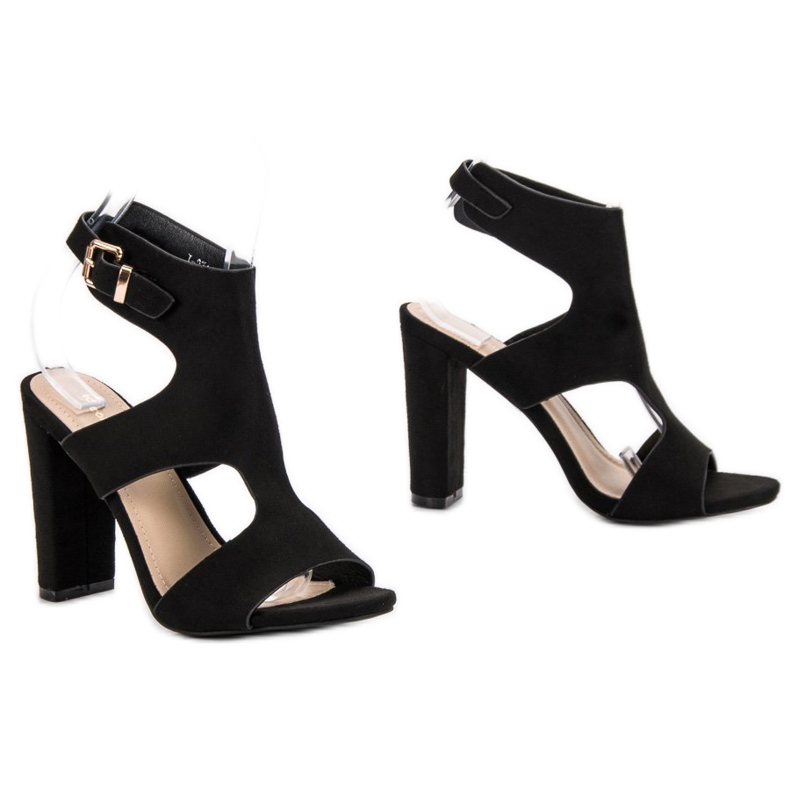 Ideal Shoes Sandales sexy à talons hauts noir 2