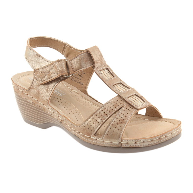 Sandales confortables pour femmes DK beige doré brun 1