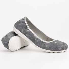 Filippo Ballerines en cuir gris 2