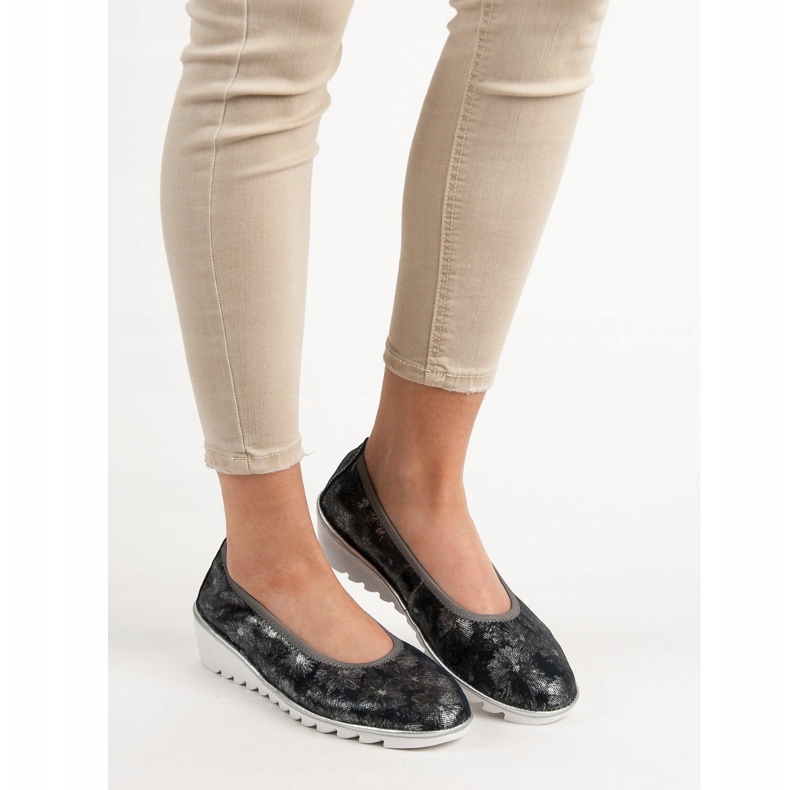 Filippo Ballerines en cuir bleu marine 1