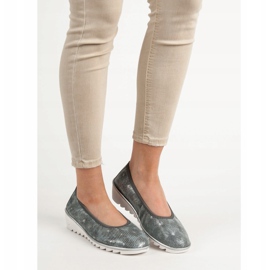 Filippo Ballerines en cuir gris foncé 1