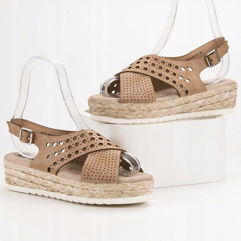 SHELOVET Sandales espadrilles brun 1