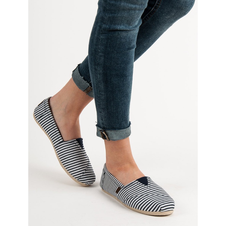 SHELOVET Baskets légères à enfiler blanche bleu 2 SHELOVET Baskets légères à enfiler blanche bleu 2