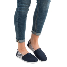 SHELOVET Baskets légères à enfiler blanche bleu marin 1