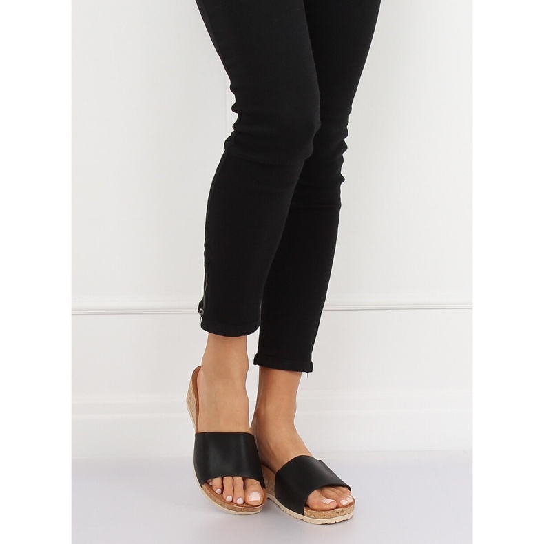 Chaussons compensés en liège noir 3527-12 Noir 2