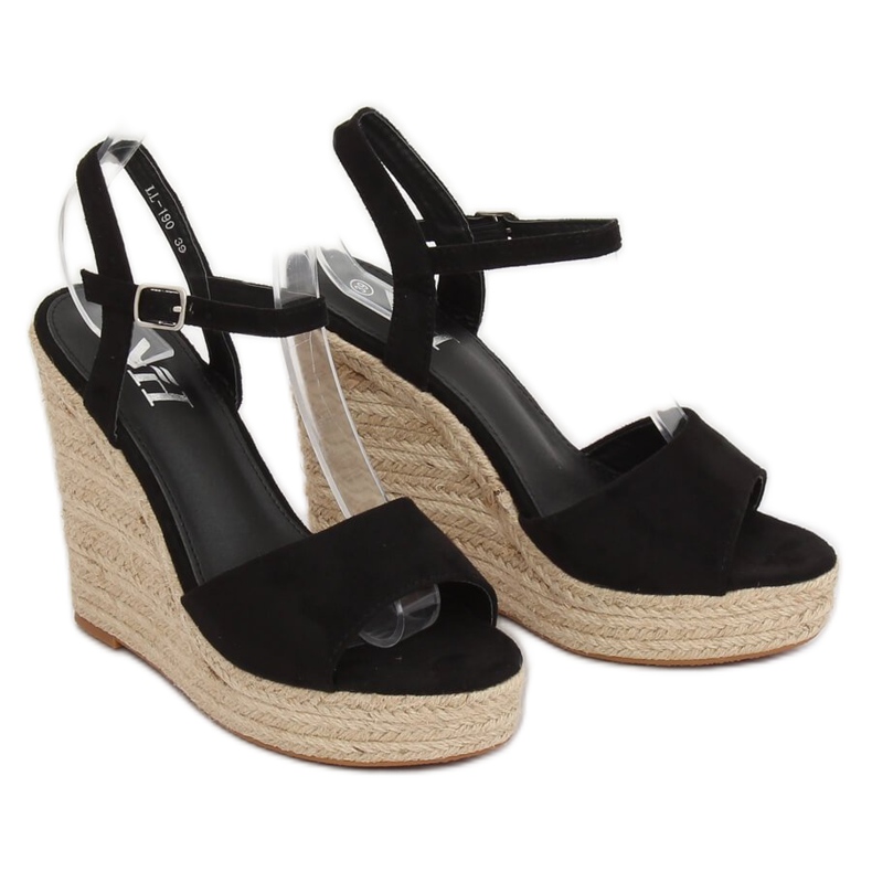 Espadrilles noires sur compensées LL-190 Noir 1