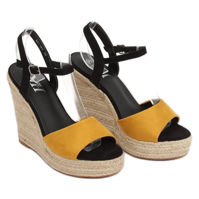 Espadrilles jaunes sur compensées, jaune LL-190 Jaune 1