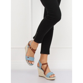 Bleu BL-360 Sandales compensées bleues 2
