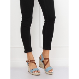 Bleu BL-360 Sandales compensées bleues 1
