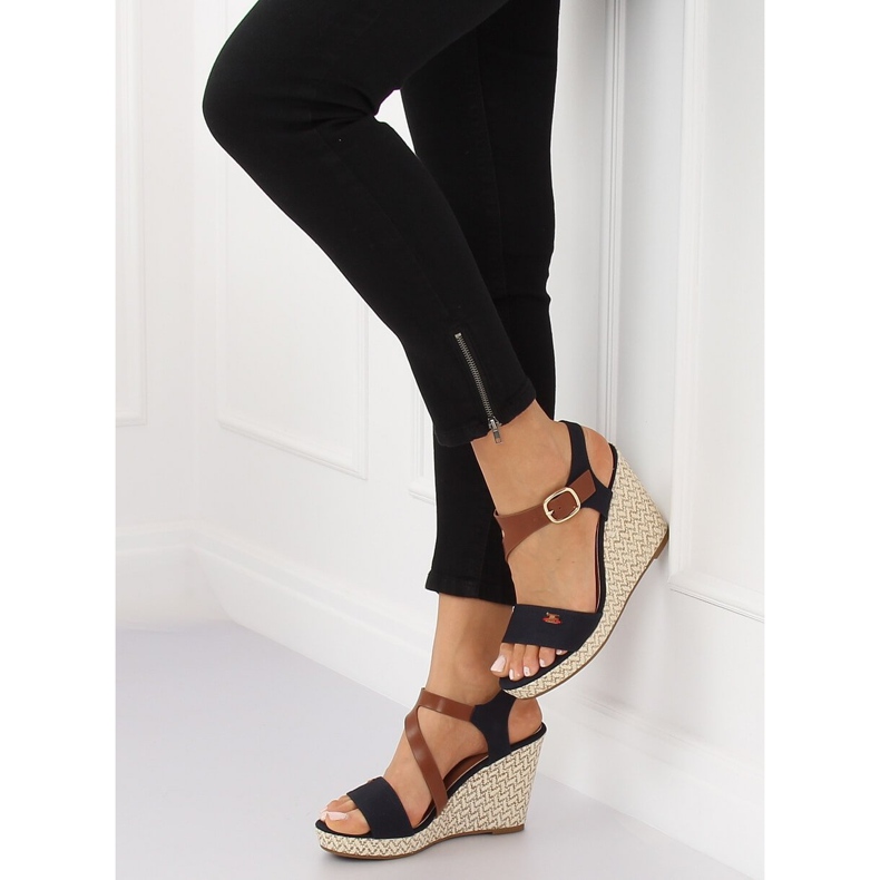 Sandales compensées BL-360 Marine brun bleu marine 1