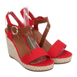 Sandales compensées rouges BL-360 Rouge 3