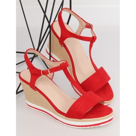 Sandales rouges sur talon compensé H-59 Rouge 2