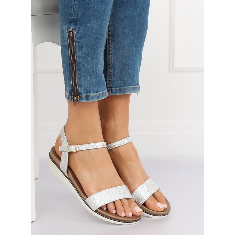 Sandales argentées pour femmes S18-33 Argent gris 1