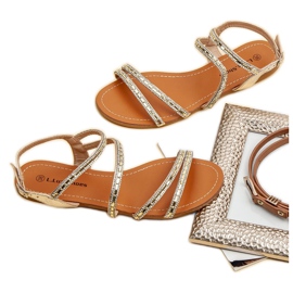 L. Lux. Shoes Sandales Plates Avec Oxyde De Zirconium jaune 3